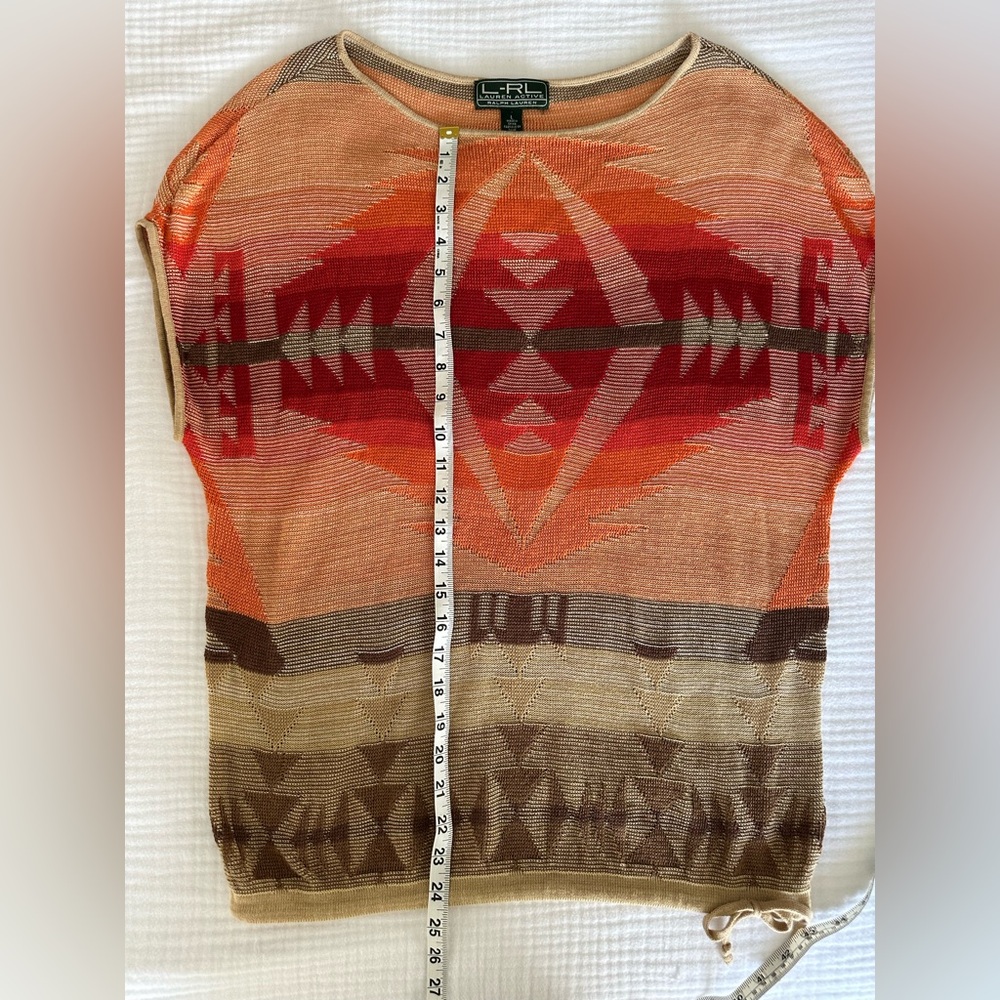 Vintage Ralph Lauren Active Navajo Aztec Crochet Tunic Sweater, Size Large - Picture 2 of 8